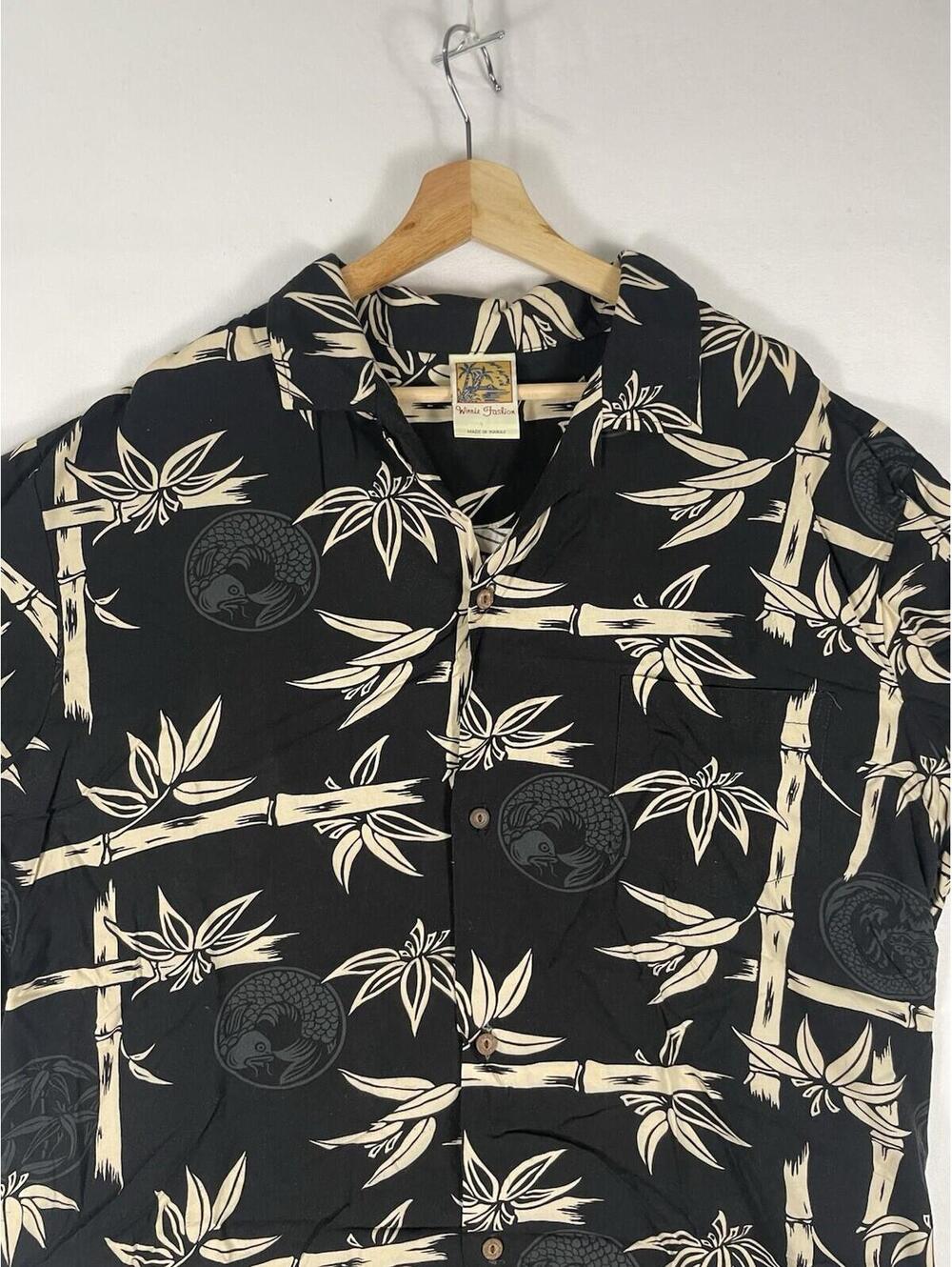 Vintage Winnie Fashion Koi Fish Tree Hawaiian Shirt Shortsleeve Button Sz XL